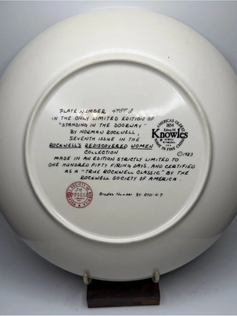 “Standing in the Doorwell” Norman Rockwell Collector Plate with COA